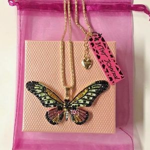 Betsey Johnson Butterfly Necklace 28 in